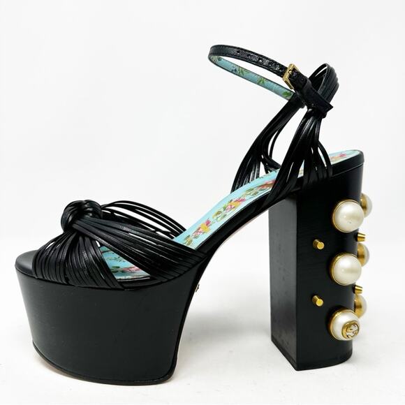Gucci Allie Pearl Knot Platform Sandals Size 36.5 - Picture 9 of 12